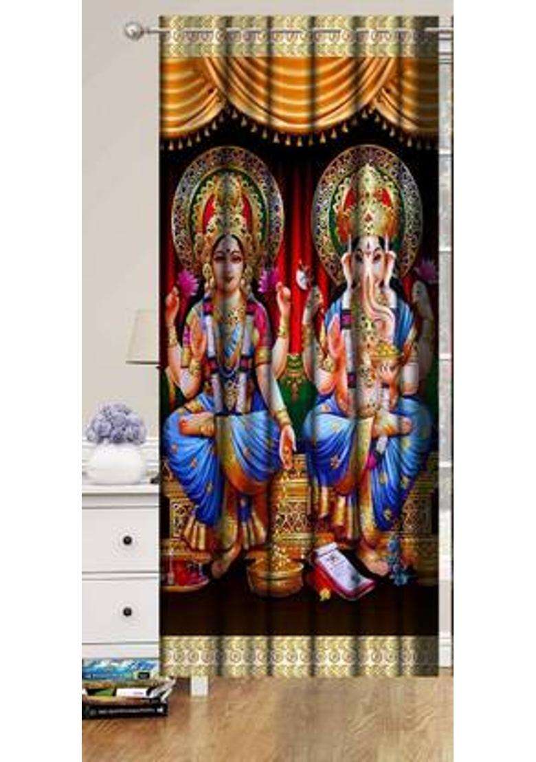 ROOKLEM 154 cm (5 ft) Window Polyester Room Darkening Curtain Single Curtain(Multicolor Printed) - Indya