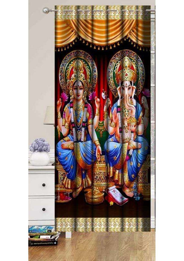 ROOKLEM 154 cm (5 ft) Window Polyester Room Darkening Curtain Single Curtain(Multicolor Printed) - Indya