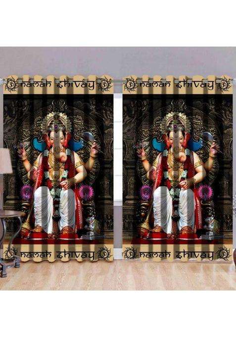 La elite 274 cm (9 ft) Long Door Polyester Room Darkening Curtain (Pack Of 2)(Lalbhagcha-White Printed)