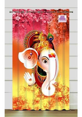 DECOMIZER 153 cm (5 ft) Window Polyester Room Darkening Curtain Single Curtain(Red GaneshaFace Printed)