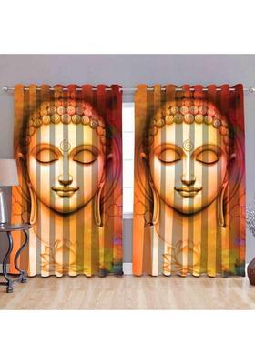 Mansi Texo Fab 152 cm (5 ft) Window Polyester Room Darkening Curtain (Pack Of 2)(Yellow Printed)