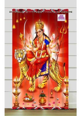 DECOMIZER 153 cm (5 ft) Window Polyester Room Darkening Curtain Single Curtain(Red MataVaishno Printed)