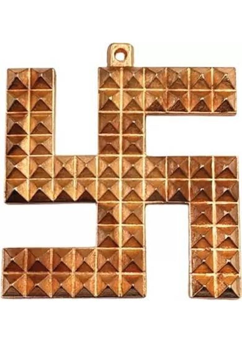 nagaana Vastu Swastik Pyramid in Copper Wall Hanging 3 inch Decorative Showpiece - 4 cm&nbsp;&nbsp;(Metal, Brown) - Indya