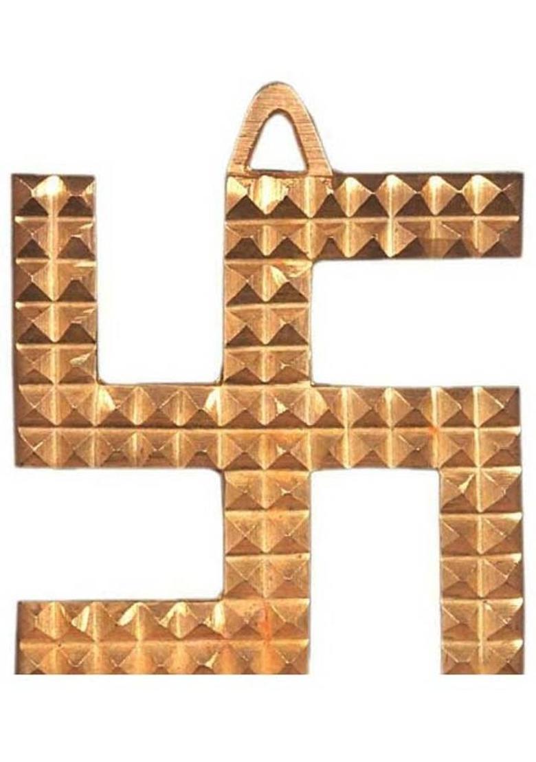 SOMENDRAA SWASTIK PYRAMID | GOD IDOL | BRASS| YELLOW - 10CM Decorative Showpiece - 10 cm&nbsp;&nbsp;(Brass, Yellow) - Indya