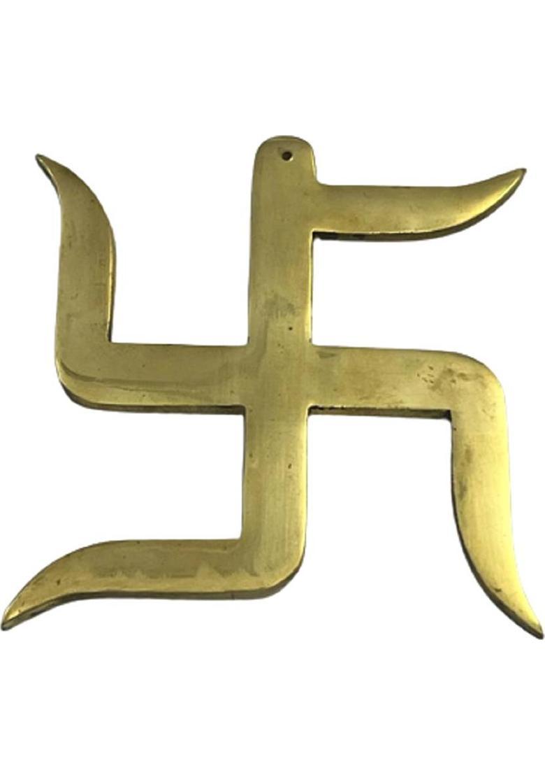 numeroastro Vastu Swastik Wall Hanging in Brass for Vastu Correction & Positive Energy Decorative Showpiece - 12 cm&nbsp;&nbsp;(Brass, Gold) - Indya