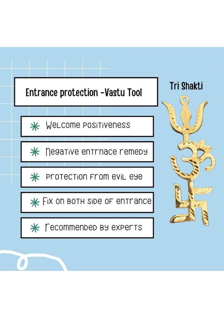 nagaana Om Swastik Copper Trishul Wall Hanging Vastu Trishakti Yantra for home office Decorative Showpiece - 9 cm&nbsp;&nbsp;(Metal, Brown) - Indya