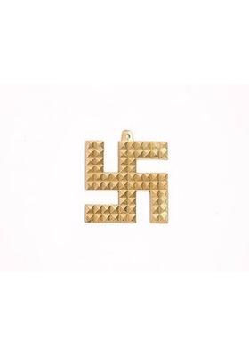 ASTROTALKS Metal Gold Plated Golden Swastik Hanging with Pyramids - Religious Symbol Decorative Showpiece - 5 cm&nbsp;&nbsp;(Metal, Gold)