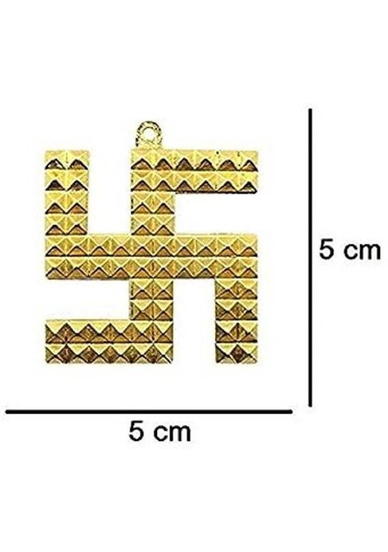 ASTROTALKS Metal Gold Plated Golden Swastik Hanging with Pyramids - Religious Symbol Decorative Showpiece - 5 cm&nbsp;&nbsp;(Metal, Gold) - Indya