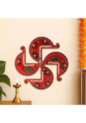 DeoDap Swastik Shubh Labh Wall Hanging for Home Decor | Auspicious Traditional Art Decorative Showpiece - 1 cm&nbsp;&nbsp;(Plastic, Multicolor)