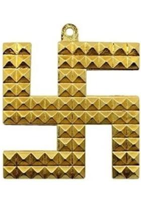 Divine Creations Wall Hanging Swastik Gives Health & Success in your Home and Workspace Decorative Showpiece - 11 cm&nbsp;&nbsp;(Metal, Gold)
