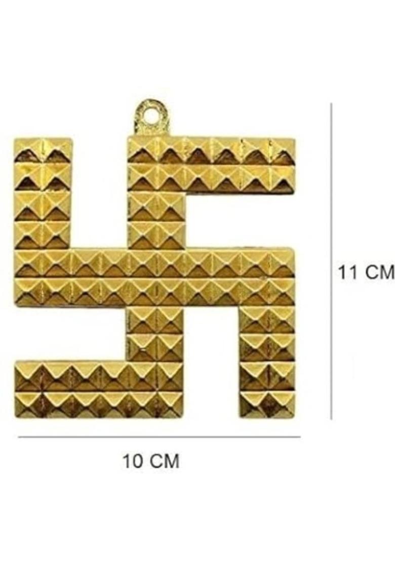 Divine Creations Wall Hanging Swastik Gives Health & Success in your Home and Workspace Decorative Showpiece - 11 cm&nbsp;&nbsp;(Metal, Gold) - Indya