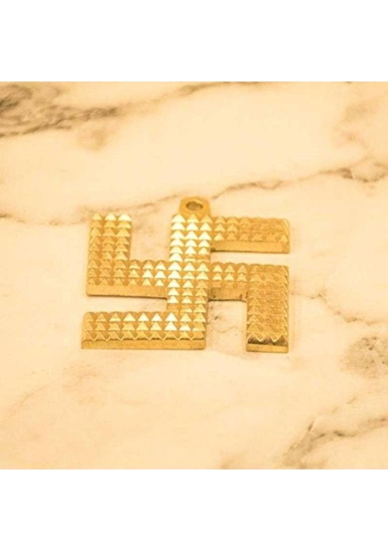 Divine Creations Wall Hanging Swastik Gives Health & Success in your Home and Workspace Decorative Showpiece - 11 cm&nbsp;&nbsp;(Metal, Gold) - Indya