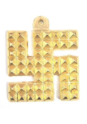 Aurra Stores Swastik Pyramid Swasthik Symbol Wall Main Front Entrance Door Hanging for Vastu Yantra Decorative Showpiece - 15 cm&nbsp;&nbsp;(Brass, Metal, Gold)