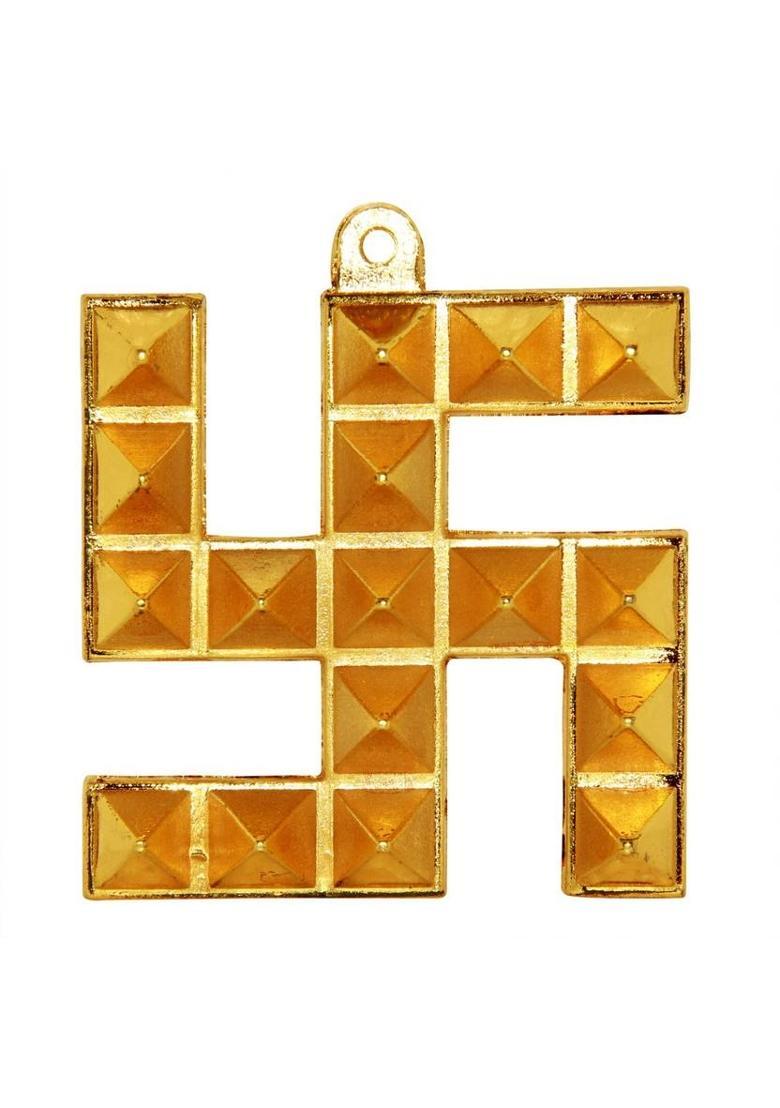 Vastu Art / Vastu / Feng Shui / Astdhatu Big Swastik Pyramid For Good Luck Health Wealth Prosperity And Happiness Decorative Showpiece - 8.5 cm&nbsp;&nbsp;(Cast Iron, Gold) - Indya
