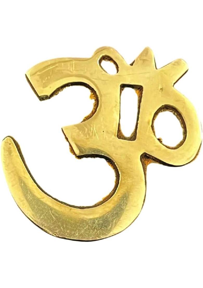 numeroastro Om & Swastik in Brass | Brass Om | Swastik Wall Hanging (2 Inches Each) (1 Set) Decorative Showpiece - 5 cm&nbsp;&nbsp;(Brass, Gold) - Indya