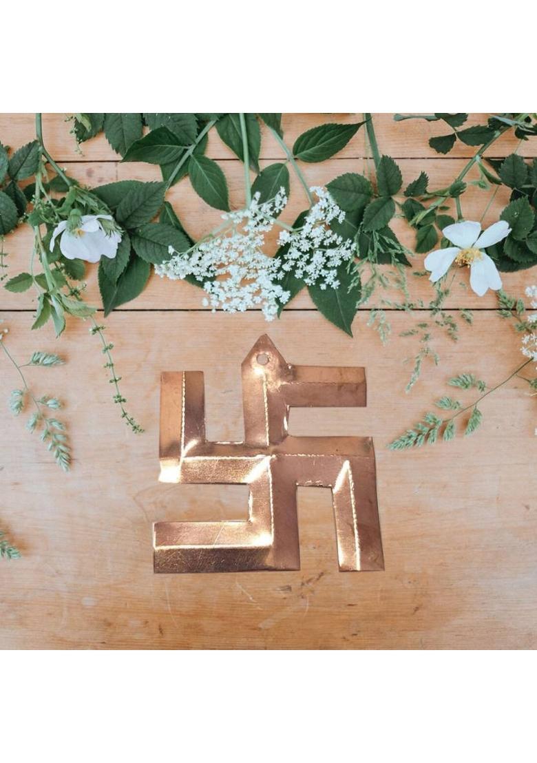 Sahiba Gems Sahiba Gems Pure Copper Swastik ~ 1.50 Inch Decorative Showpiece - 4 cm&nbsp;&nbsp;(Copper, Copper) - Indya