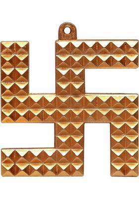 Vashoppee Vastu / Feng Shui / Astdhatu Swastik Pyramid Decorative Showpiece - 8 cm&nbsp;&nbsp;(Iron, Gold)
