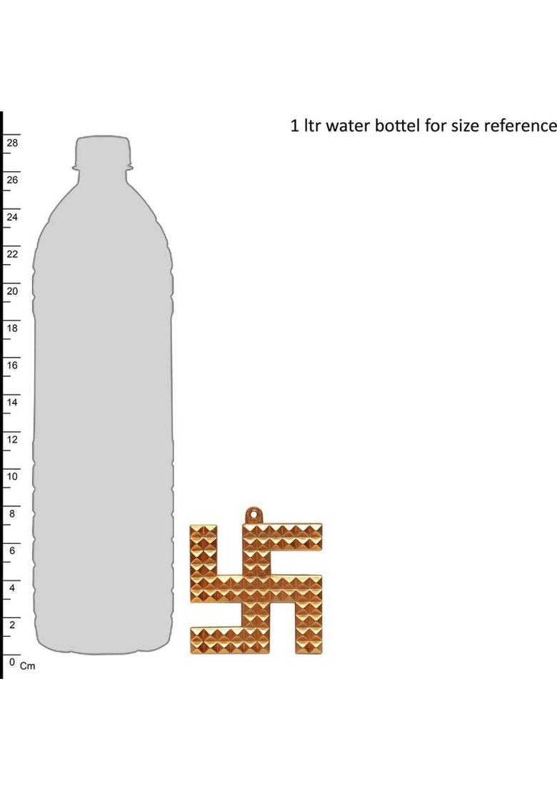 Vashoppee Vastu / Feng Shui / Astdhatu Swastik Pyramid Decorative Showpiece - 8 cm&nbsp;&nbsp;(Iron, Gold) - Indya