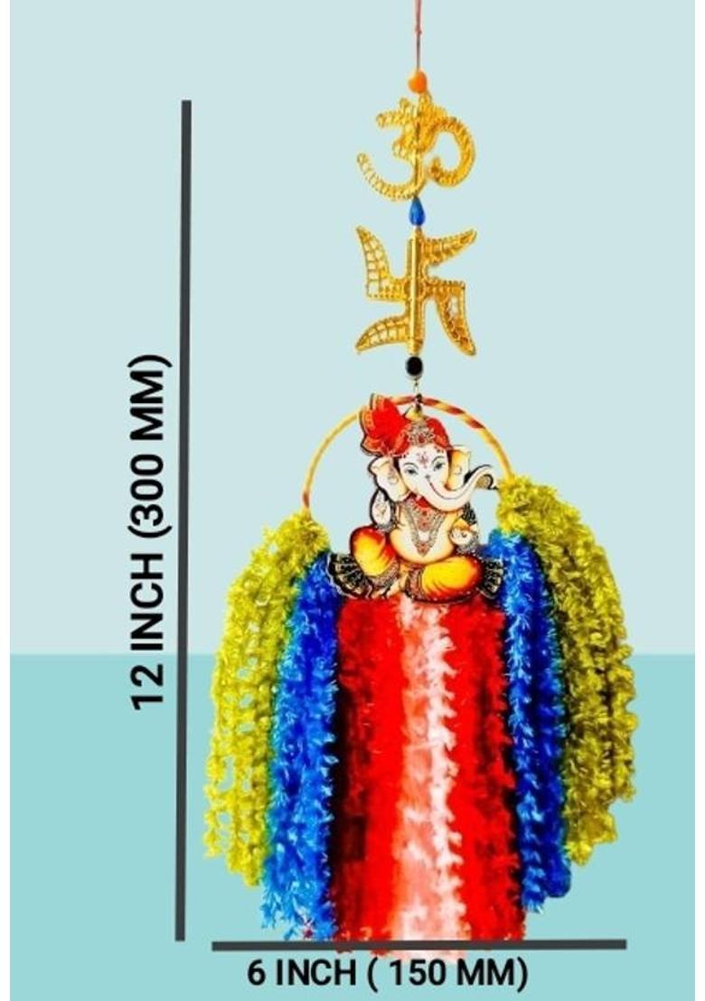 Adhyans Lord Ganesha ,Swastik,Om sign wall hanging for Road safety home office Decorative Showpiece - 25 cm&nbsp;&nbsp;(Plastic, Multicolor) - Indya