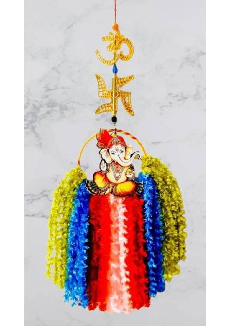 Adhyans Lord Ganesha ,Swastik,Om sign wall hanging for Road safety home office Decorative Showpiece - 25 cm&nbsp;&nbsp;(Plastic, Multicolor) - Indya