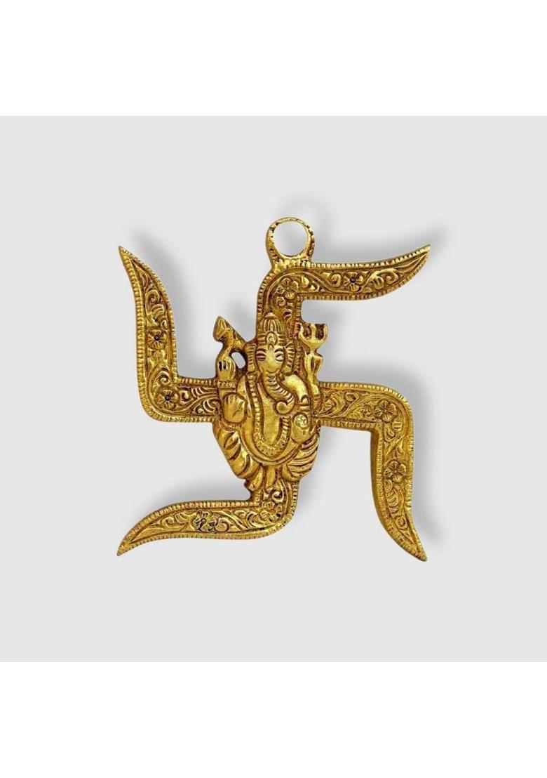 ETANSOKFFT Hanging metal attractive swastik Ganesh idol Decorative Showpiece - 7 cm&nbsp;&nbsp;(Metal, Gold) - Indya