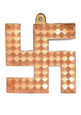 RUDRA DIVINE RUDRADIVINE Copper Swastik (3.5 inch, Copper) Decorative Showpiece - 9 cm&nbsp;&nbsp;(Copper, Brown)
