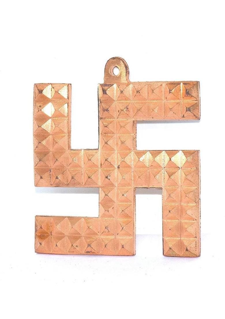 RUDRA DIVINE RUDRADIVINE Copper Swastik (3.5 inch, Copper) Decorative Showpiece - 9 cm&nbsp;&nbsp;(Copper, Brown) - Indya