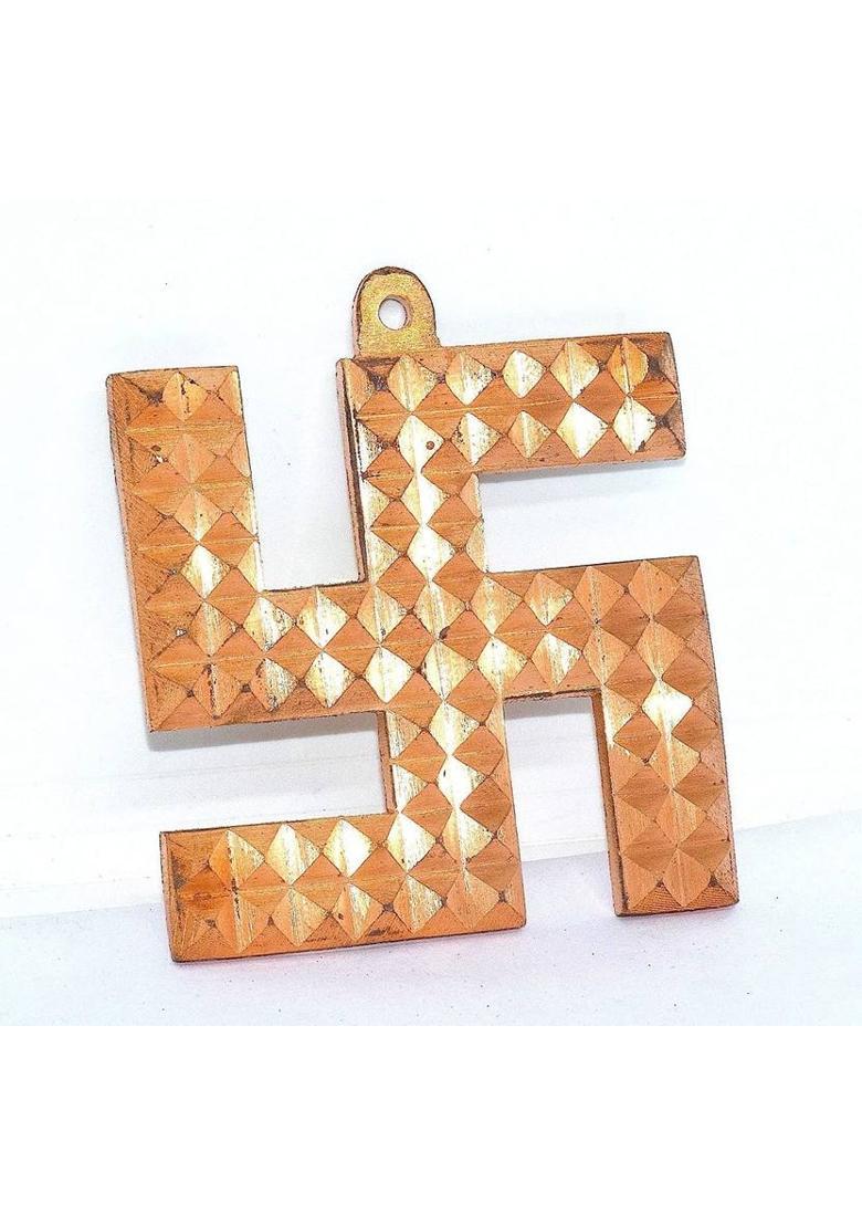 RUDRA DIVINE RUDRADIVINE Copper Swastik (3.5 inch, Copper) Decorative Showpiece - 9 cm&nbsp;&nbsp;(Copper, Brown) - Indya