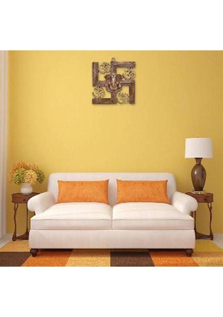 Indra Art Collection Metal Wall Hanging Om Swastik Ganesha Decorative Showpiece - 23 cm&nbsp;&nbsp;(Aluminium, Gold, Brown) - Indya