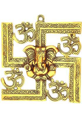 INTERNATIONAL GIFT Gold Plated Sawastik Ganesh Idol Wall Hanging | Wall Art | For Home, Office Decorative Showpiece - 25 cm&nbsp;&nbsp;(Metal, Gold)