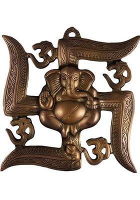 Shoppingrox Wall Hanging | Swastik Om Ganesh |For Home Décor in Gun Metal |Copper Colour - 28 cm Decorative Showpiece - 28 cm&nbsp;&nbsp;(Aluminium, Copper)