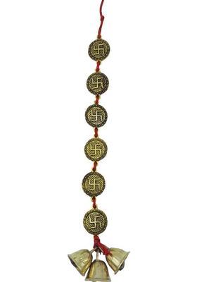 Plus Value Vastu Swastik Bell for Home & Office Main Door Entrance Decorative Showpiece - 7.5 cm&nbsp;&nbsp;(Brass, Gold)