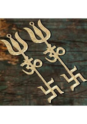 ADIYOGI Trishakti Yantra Brass ( (Swastik Om Trishul Yantra)Evil Eye Hanging for Home Wa Decorative Showpiece - 14 cm&nbsp;&nbsp;(Brass, Gold)