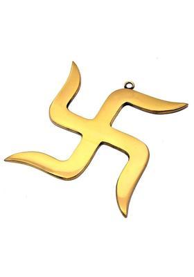 Treemasion Vastu Brass Swastik (9 Inch) Satiya Wall Hanging Yantra | Brass Swastik For Door Decorative Showpiece - 22.86 cm&nbsp;&nbsp;(Brass, Gold)