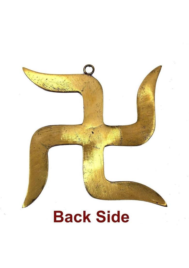 Treemasion Vastu Brass Swastik (9 Inch) Satiya Wall Hanging Yantra | Brass Swastik For Door Decorative Showpiece - 22.86 cm&nbsp;&nbsp;(Brass, Gold) - Indya