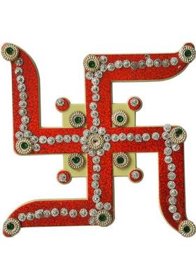 SK Craft Hindu Lucky Auspicious Symbol Stone Swastika Wall Hanging for Vastu, Good Luck and Prosperity-4x4 Inches Decorative Showpiece - 10 cm&nbsp;&nbsp;(Plastic, Multicolor)
