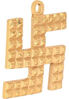 TORPPEZA Brass Swastik Pyramid Door Sign for all Vastu and najar Problem (Size - 7.5cm) Decorative Showpiece - 0.7 cm&nbsp;&nbsp;(Brass, Gold)