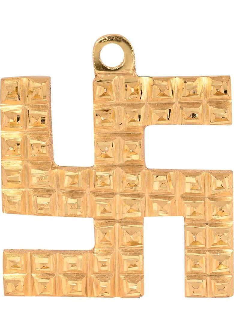 TORPPEZA Brass Swastik Pyramid Door Sign for all Vastu and najar Problem (Size - 7.5cm) Decorative Showpiece - 0.7 cm&nbsp;&nbsp;(Brass, Gold) - Indya