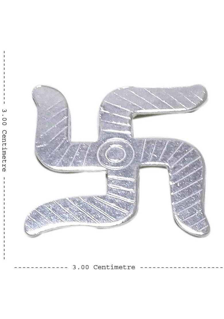 Sahiba Gems Sahiba Gems Chandi Silver Swastik/Sathiya/Chandi Ka Swastik for Astrology use and Red Book Remedy Purpose Decorative Showpiece - 3 cm&nbsp;&nbsp;(Silver, Silver) - Indya