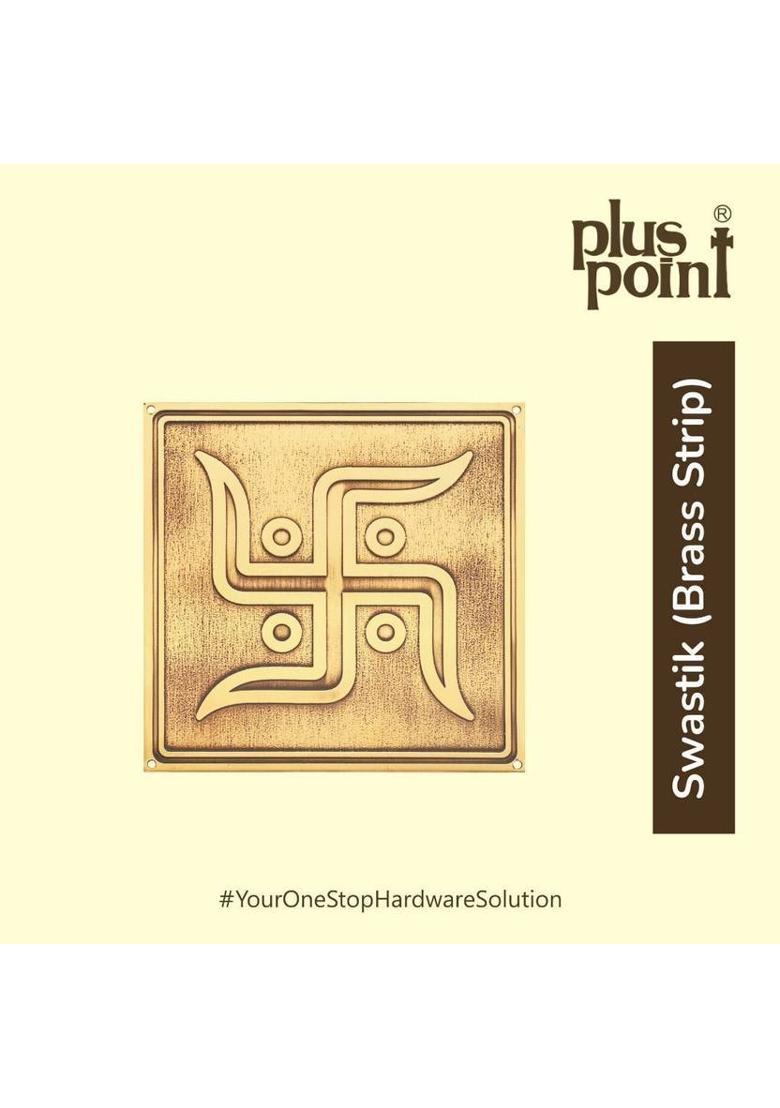 PLUS POINT Swastik for Door & Wall Decor |Solid Brass Showpiece|Home Decor|Made in India | Decorative Showpiece - 10 cm&nbsp;&nbsp;(Brass, Gold) - Indya