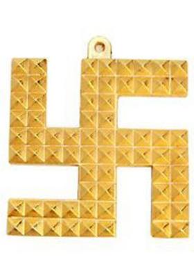 Jaipur Gems And Handicrafts Swastik Pyramid Symbol For Energy Decorative Showpiece - 5 cm&nbsp;&nbsp;(Brass, Yellow)