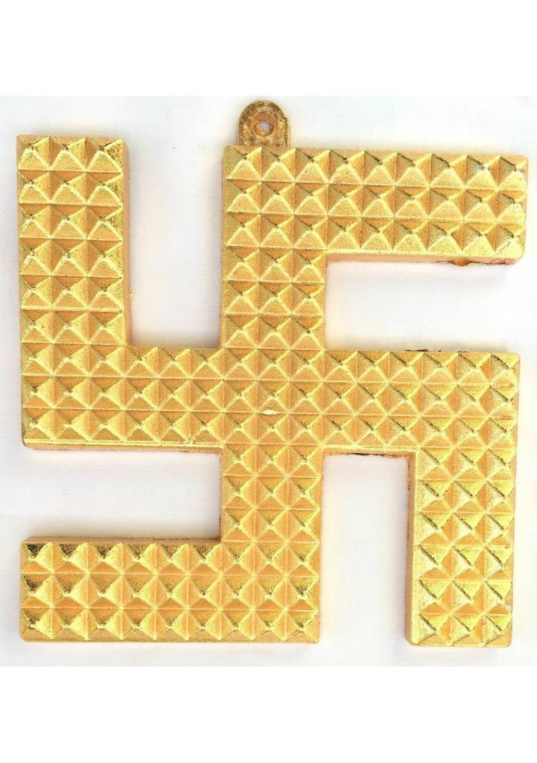 Jaipur Gems And Handicrafts Swastik Pyramid Symbol For Energy Decorative Showpiece - 5 cm&nbsp;&nbsp;(Brass, Yellow) - Indya