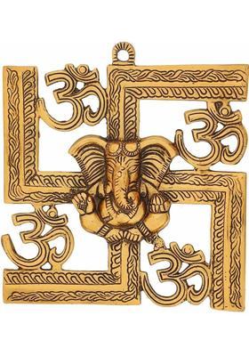 Vivan Creation OM SWASTIK GOLDEN- Decorative Showpiece - 23 cm&nbsp;&nbsp;(Metal, Gold)