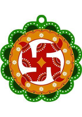 Sohibe Swastik Positive vibes Vastu Evil Eye Home Decoration for Main Door Decorative Showpiece - 23 cm&nbsp;&nbsp;(Wood, Multicolor)