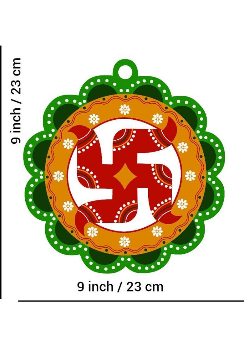 Sohibe Swastik Positive vibes Vastu Evil Eye Home Decoration for Main Door Decorative Showpiece - 23 cm&nbsp;&nbsp;(Wood, Multicolor) - Indya