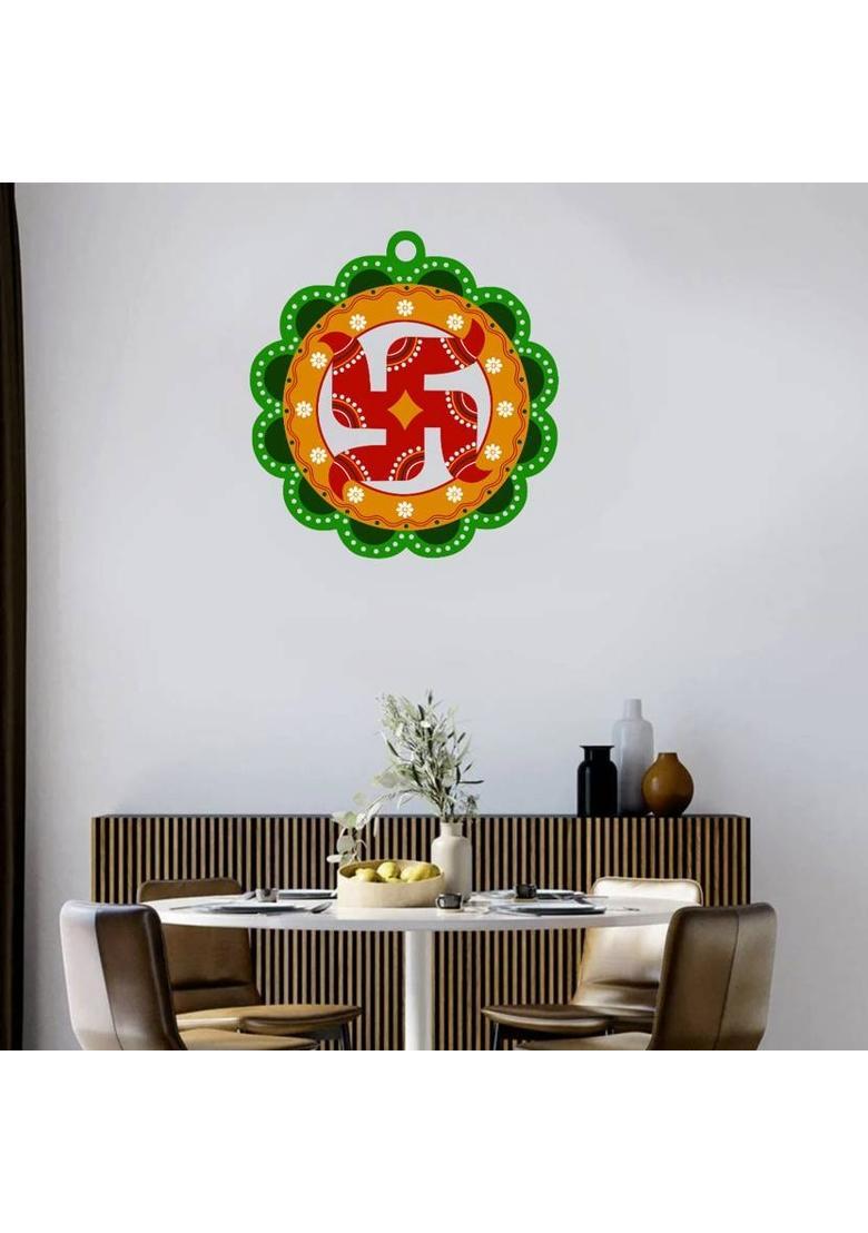 Sohibe Swastik Positive vibes Vastu Evil Eye Home Decoration for Main Door Decorative Showpiece - 23 cm&nbsp;&nbsp;(Wood, Multicolor) - Indya