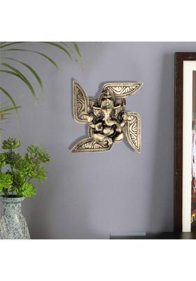Cave Swastik Ganesh wall hanging Decorative Showpiece - 17.5 cm&nbsp;&nbsp;(Brass, Gold)