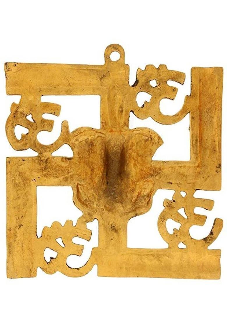 VARKAUS SWASTIK GANESH FOR WALL HANGING GOLD OXADISE Decorative Showpiece - 20 cm&nbsp;&nbsp;(Metal, Gold) - Indya