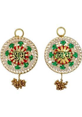 P A HEALTH AND FITNESS Decorative Shubh Labh Latkan Hanging Hook Door/Wall Decoration [13X8CM] Decorative Showpiece - 13 cm&nbsp;&nbsp;(Wood, Multicolor)