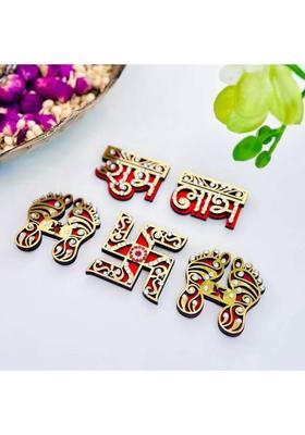 Brown Leaf Wall Decoration Shubh Labh Diwali Decoration&nbsp;&nbsp;(Multicolor)